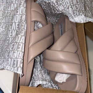 Steve Madden Quilted Slide Sandals in Blush
